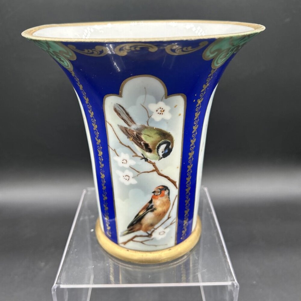 Antique Hand Tillowitz Porcelain Trumpet Vase Circa 1910, Damaged